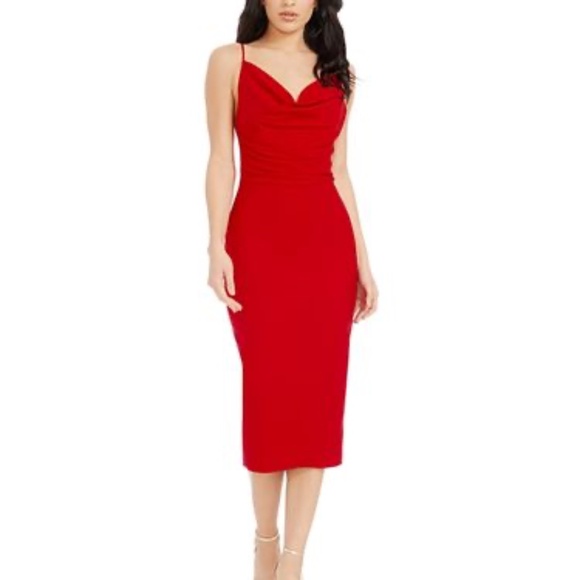 Dress the Population Women's Nikki Cowlneck Low-Back Dress - Picture 1 of 3
